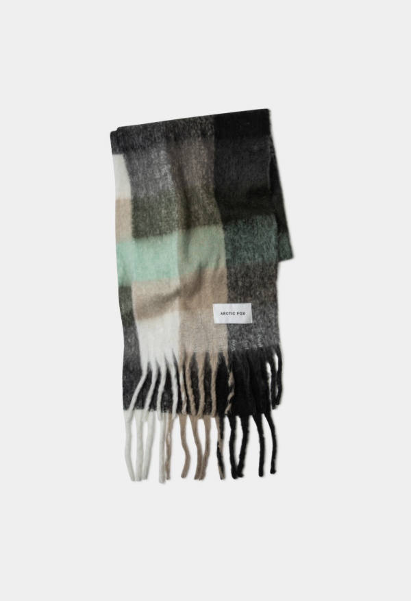 Black Check Recycled Scarf Sustainable Winter Fashion Eco-Friendly XL Silhouette Scarf Multi-Coloured Check Design Accessory Ethical Fashion Statement ARCTIC FOX & CO. Scarf